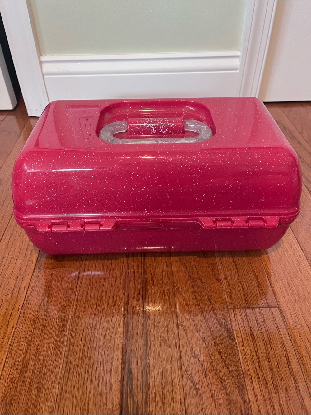 Caboodles Large Pink Glitter Makeup Case Mirror Tiered 12in x 7in x6in - Picture 2 of 8